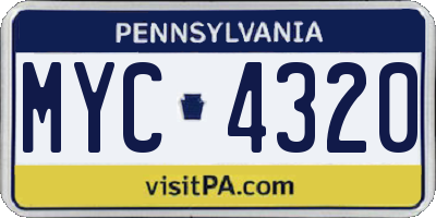 PA license plate MYC4320