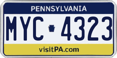PA license plate MYC4323