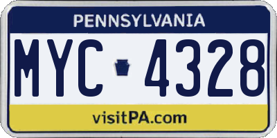 PA license plate MYC4328
