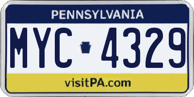 PA license plate MYC4329
