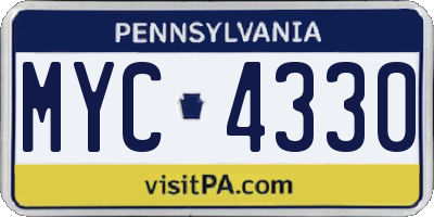 PA license plate MYC4330