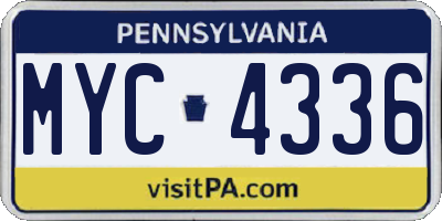 PA license plate MYC4336