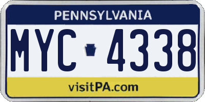 PA license plate MYC4338
