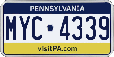 PA license plate MYC4339
