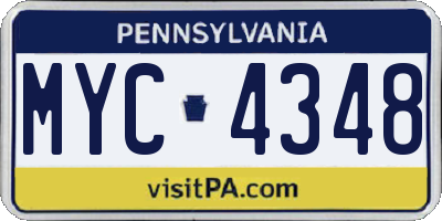 PA license plate MYC4348