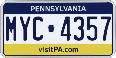 PA license plate MYC4357