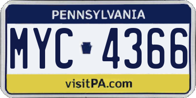 PA license plate MYC4366
