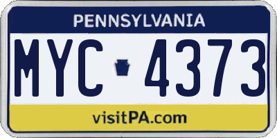 PA license plate MYC4373