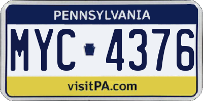 PA license plate MYC4376