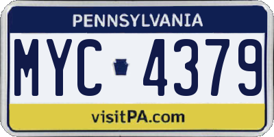 PA license plate MYC4379