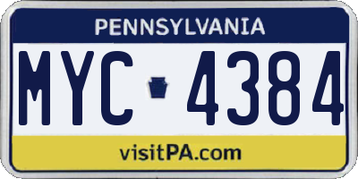 PA license plate MYC4384