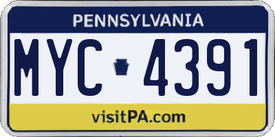 PA license plate MYC4391