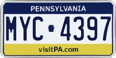 PA license plate MYC4397