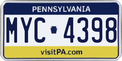 PA license plate MYC4398