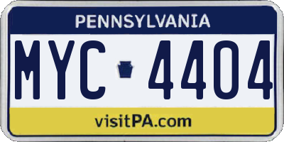 PA license plate MYC4404