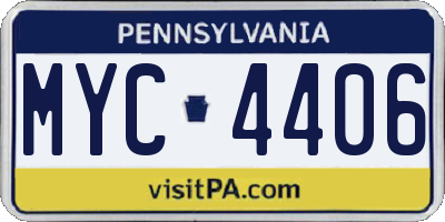 PA license plate MYC4406