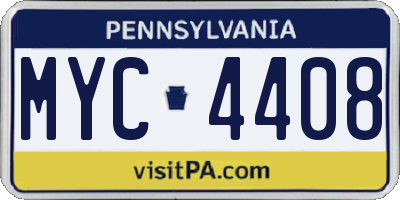 PA license plate MYC4408