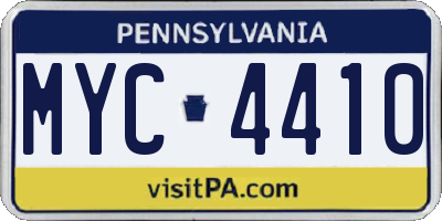PA license plate MYC4410