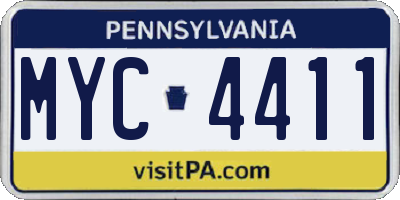 PA license plate MYC4411