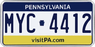 PA license plate MYC4412
