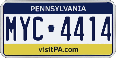 PA license plate MYC4414