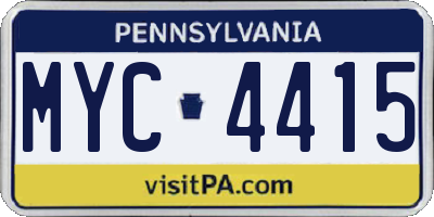 PA license plate MYC4415
