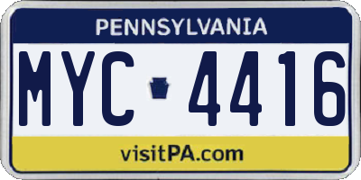 PA license plate MYC4416