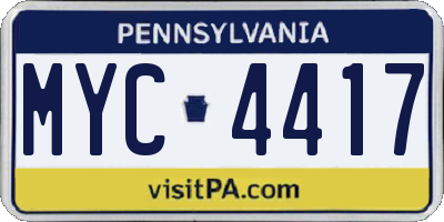PA license plate MYC4417