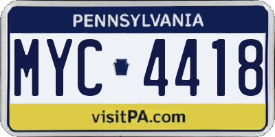 PA license plate MYC4418