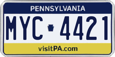 PA license plate MYC4421
