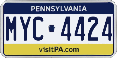 PA license plate MYC4424