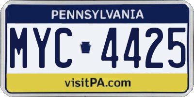 PA license plate MYC4425