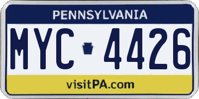 PA license plate MYC4426