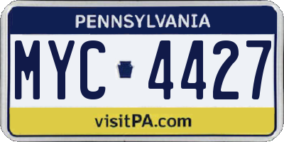PA license plate MYC4427