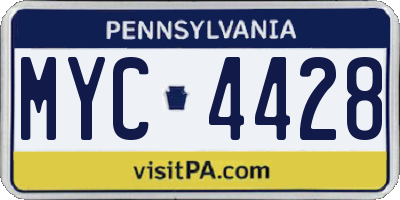 PA license plate MYC4428