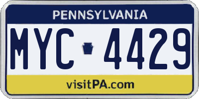 PA license plate MYC4429