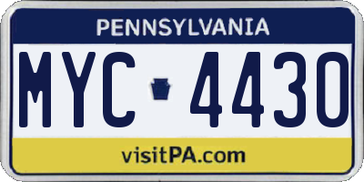PA license plate MYC4430