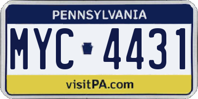 PA license plate MYC4431
