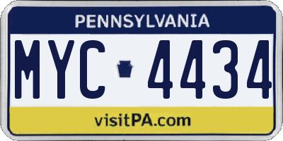 PA license plate MYC4434