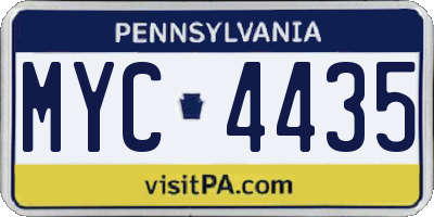PA license plate MYC4435