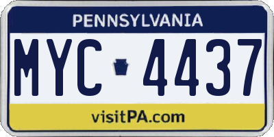 PA license plate MYC4437