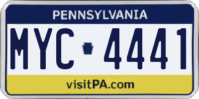 PA license plate MYC4441