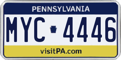 PA license plate MYC4446