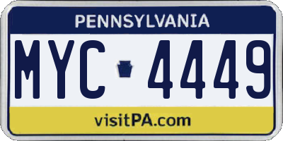 PA license plate MYC4449
