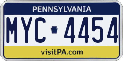 PA license plate MYC4454