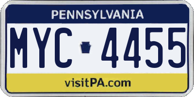 PA license plate MYC4455