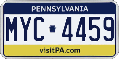 PA license plate MYC4459