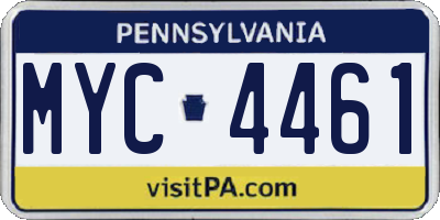 PA license plate MYC4461