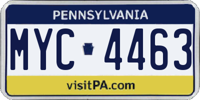 PA license plate MYC4463