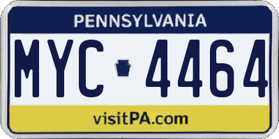 PA license plate MYC4464